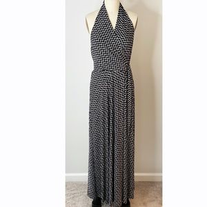 White House Black Market Halter Maxi Zig-Zag Dress